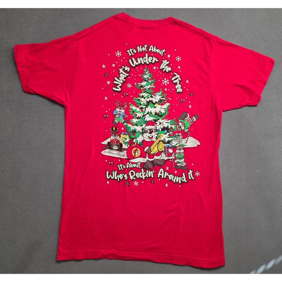 Bucees Santa Beaver Christmas Med Shirt Rockin Around The Christmas Tree Graphic - Picture 1 of 7